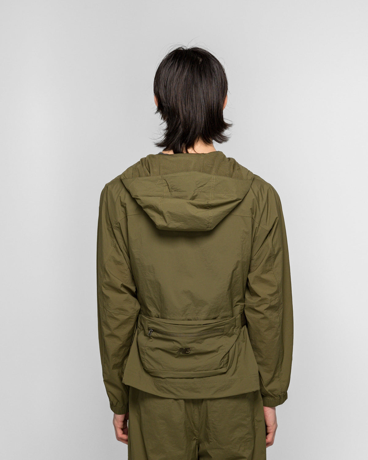 Unisex Nylon Jacket - Green - NB GREY Light Weight Hoodie Jacket - Wakame