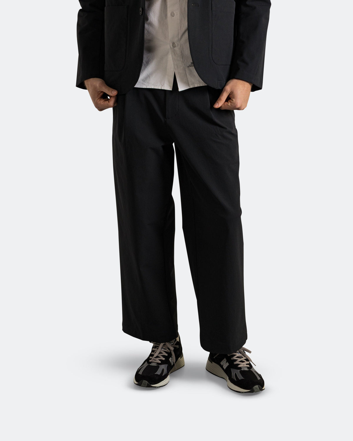 Unisex Nylon Sweatpants - Black - Wide Pant - Black