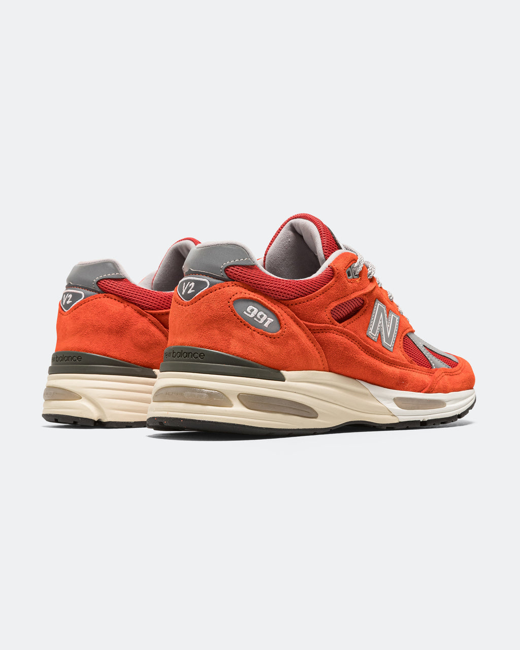 Unisex 991v2 Suede & Mesh Lifestyle Sneakers - Orange - U991VO2