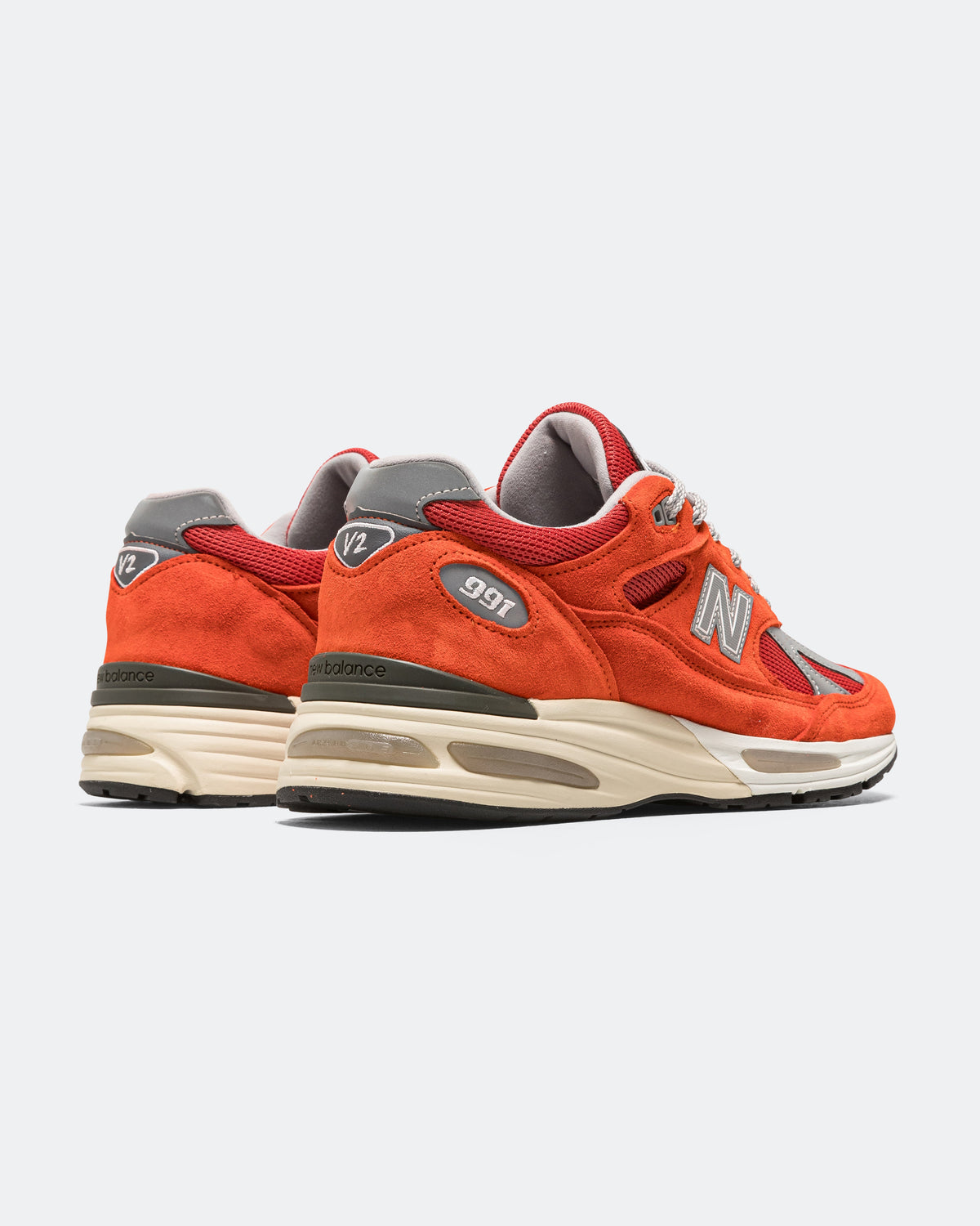 Unisex 991v2 Suede & Mesh Lifestyle Sneakers - Orange - U991VO2